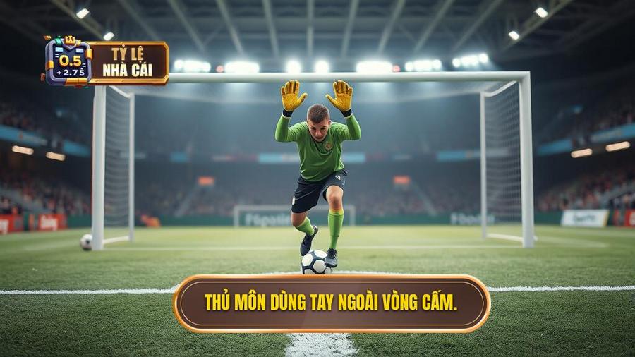 1. Thủ môn dùng tay ngoài vòng cấm.